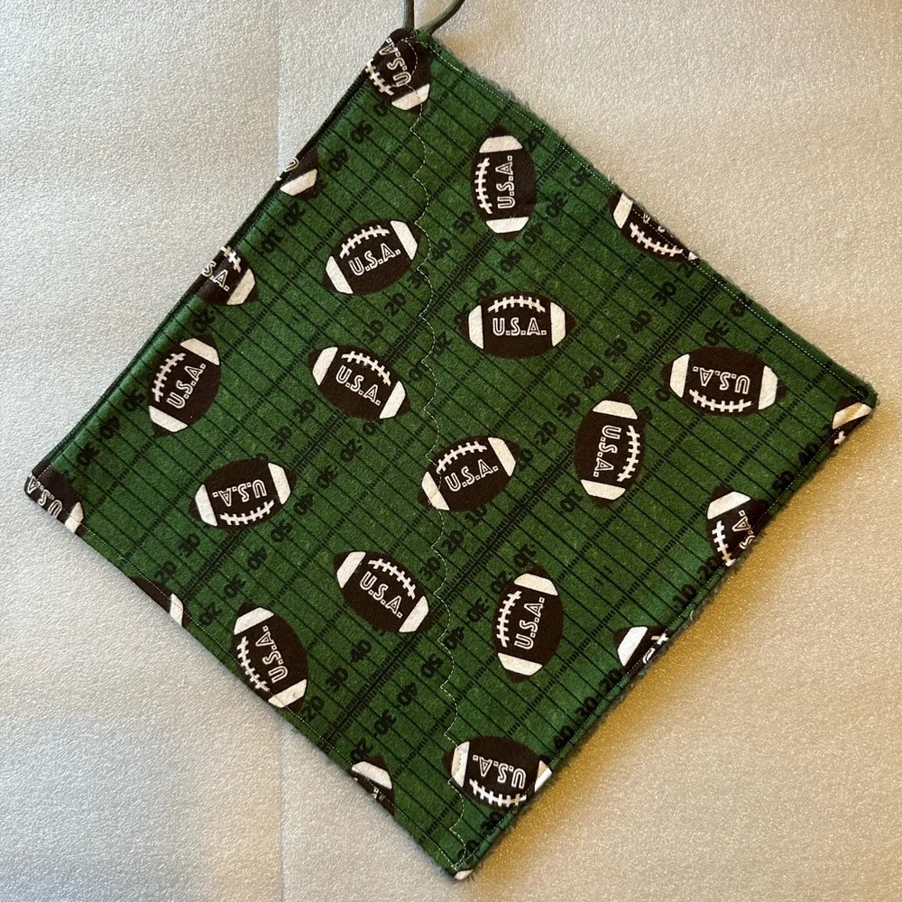 NEW! Handmade Softy Cloth Green Football Patterned